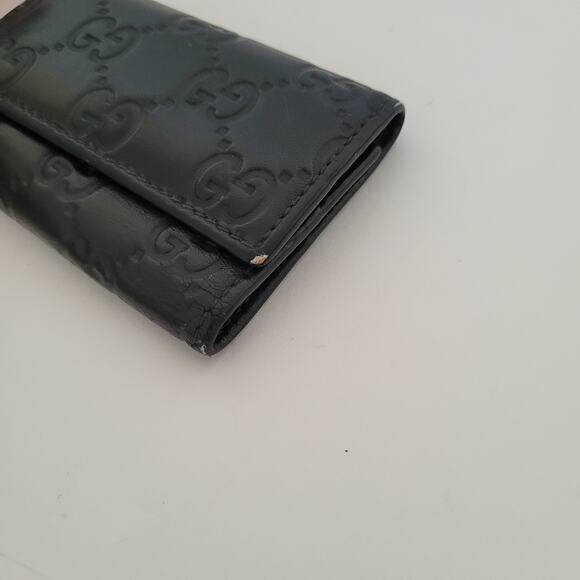 Gucci Guccissima Key Case Holder Wallet Case Leather Small Unisex Black Trifold - Picture 8 of 9